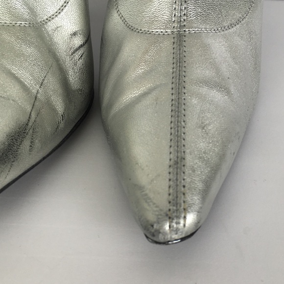 Giuseppe Zanotti Salome Leather Point Toe Heels in Metallic Silver - Picture 9 of 12